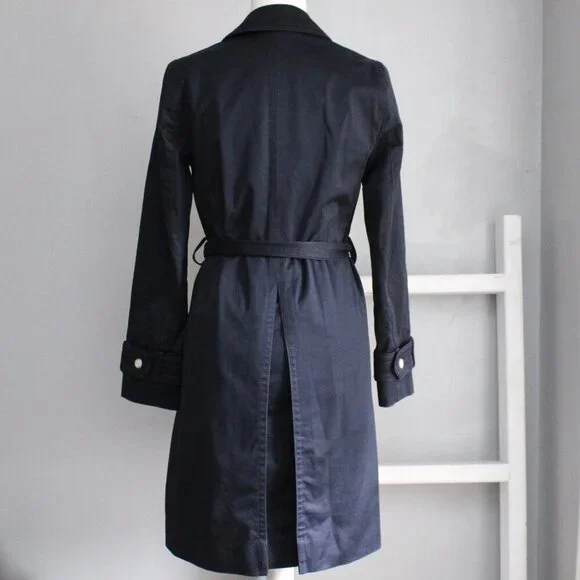 Coach Women's Classic Navy Blue Double Breasted Trench Coat Size XS - Picture 2 of 7